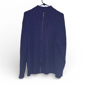 Lands' End Purple Knit Full Zip Sweater Size XL